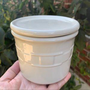 Longaberger 1 Pint Salt Crock with Lid/Coaster